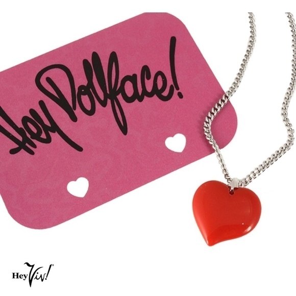 Red Heart Pendant Necklace by Hey Dollface! - Picture 1 of 4